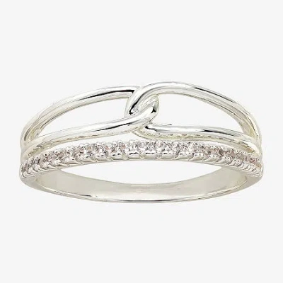 Sparkle Allure Womens 2mm Cubic Zirconia Pure Silver Over Brass Band In Transparent