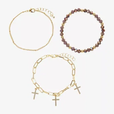 Sparkle Allure Womens 3-pc. Purple Crystal 14k Gold Over Brass Bracelet Set