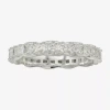 Sparkle Allure Womens 3.5mm Cubic Zirconia Pure Silver Over Brass Marquise Eternity Band In Transparent