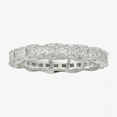 Sparkle Allure Womens 3.5mm Cubic Zirconia Pure Silver Over Brass Marquise Eternity Band In Transparent