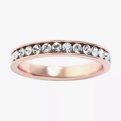 Sparkle Allure Womens 3mm Crystal 24k Rose Gold Over Brass Band
