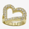 Sparkle Allure Womens 3mm Cubic Zirconia 14k Gold Over Brass Heart Band In Gold