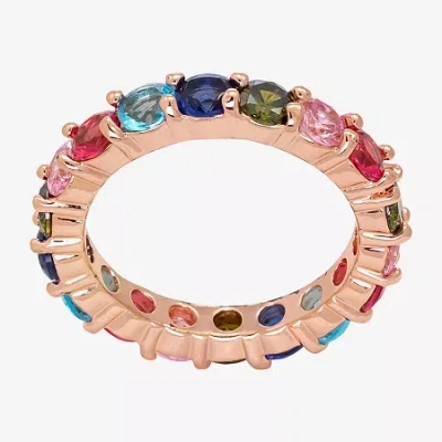 Sparkle Allure Womens 4mm Multi Color Crystal 18k Rose Gold Over Brass Band