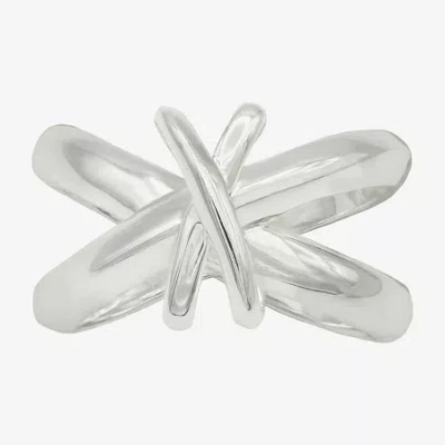 Sparkle Allure Womens 5.5mm Cubic Zirconia Pure Silver Over Brass Crossover Band In Transparent