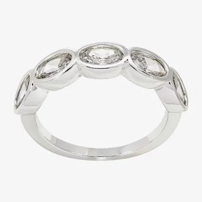 Sparkle Allure Womens 5mm Cubic Zirconia Pure Silver Over Brass Eternity Band In Metallic