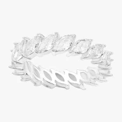 Sparkle Allure Womens 5mm Cubic Zirconia Pure Silver Over Brass Marquise Eternity Band In Metallic