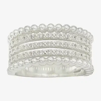 Sparkle Allure Womens 6mm Cubic Zirconia Pure Silver Over Brass Band In Transparent