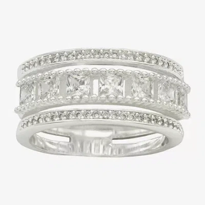 Sparkle Allure Womens 9m Cubic Zirconia Pure Silver Over Brass Band In Transparent