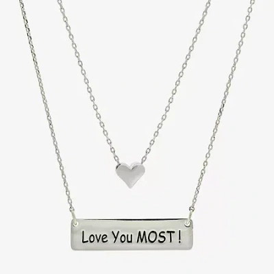 Sparkle Allure Womens Bar Heart 2-pc. Necklace Set In Transparent