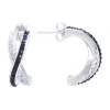 Sparkle Allure Womens Black Crystal 20.5mm Hoop Earrings In Metallic