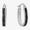 Sparkle Allure Womens Black Crystal 27.1mm Hoop Earrings In Silver