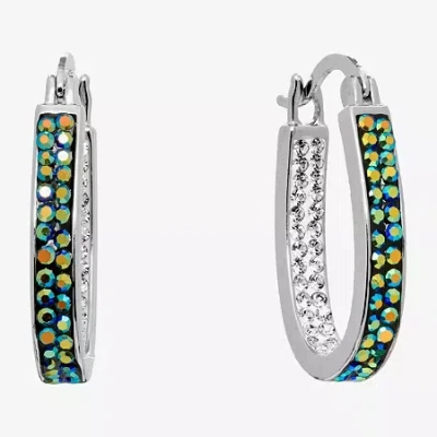 Sparkle Allure Womens Black Crystal 27mm Hoop Earrings In Transparent