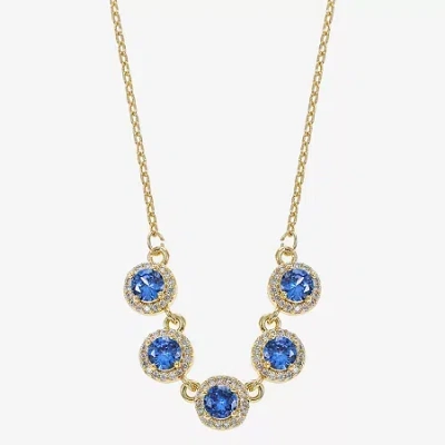 Sparkle Allure Womens Blue 14k Gold Over Brass 18 Inch Collar Necklace