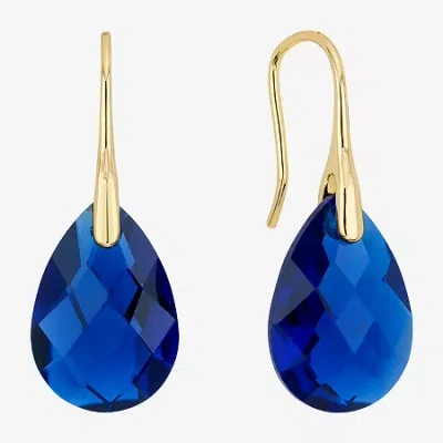 Sparkle Allure Womens Blue Crystal 14k Gold Over Brass Drop Earrings In Yellow