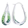 Sparkle Allure Womens Blue Crystal 32mm Hoop Earrings In Metallic