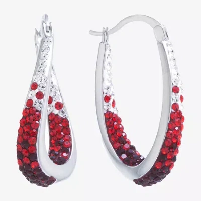 Sparkle Allure Womens Blue Crystal 32mm Hoop Earrings In Red