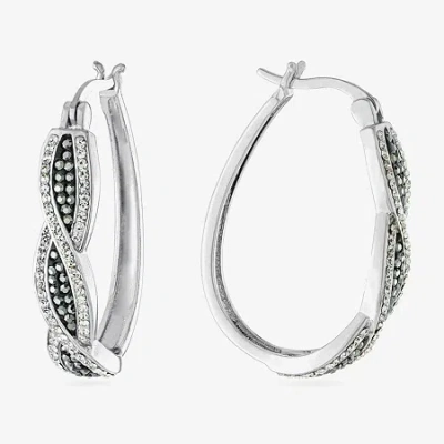 Sparkle Allure Womens Blue Crystal 35mm Oval Hoop Earrings In Gray