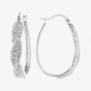 Sparkle Allure Womens Blue Crystal 35mm Oval Hoop Earrings In Metallic