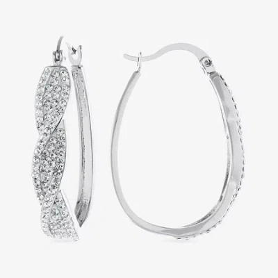 Sparkle Allure Womens Blue Crystal 35mm Oval Hoop Earrings In Metallic