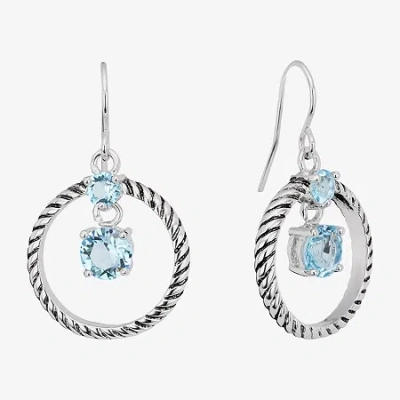 Sparkle Allure Womens Blue Crystal Pure Silver Over Brass Circle Drop Earrings