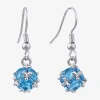 Sparkle Allure Womens Blue Crystal Pure Silver Over Brass Drop Earrings In Silver