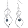 Sparkle Allure Womens Blue Crystal Pure Silver Over Brass Drop Earrings In Metallic