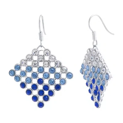 Sparkle Allure Womens Blue Crystal Pure Silver Over Brass Drop Earrings In Transparent