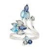Sparkle Allure Womens Blue Crystal Pure Silver Over Brass Hypoallergenic Cocktail Ring In Silver