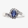 Sparkle Allure Womens Blue Crystal Pure Silver Over Brass Oval Bypass Engagement Ring In Metallic