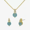 Sparkle Allure Womens Blue Cubic Zirconia 14k Gold Over Brass Round 2-pc. Jewelry Set In Transparent