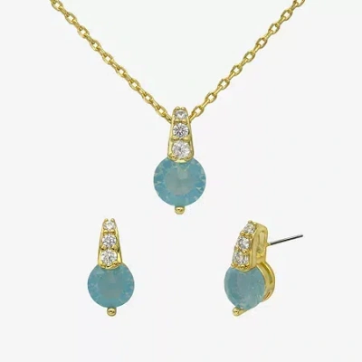 Sparkle Allure Womens Blue Cubic Zirconia 14k Gold Over Brass Round 2-pc. Jewelry Set In Transparent