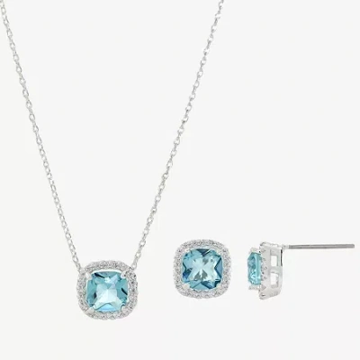 Sparkle Allure Womens Blue Cubic Zirconia Pure Silver Over Brass 2-pc. Jewelry Set In Metallic