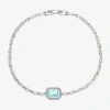 Sparkle Allure Womens Blue Cubic Zirconia Pure Silver Over Brass Rectangular 7.5 Inch Tennis Bracelet In Metallic