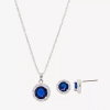 Sparkle Allure Womens Blue Cubic Zirconia Pure Silver Over Brass Round 2-pc. Jewelry Set In Transparent