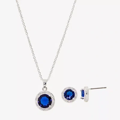 Sparkle Allure Womens Blue Cubic Zirconia Pure Silver Over Brass Round 2-pc. Jewelry Set In Transparent