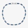 Sparkle Allure Womens Blue Cubic Zirconia Pure Silver Over Brass Round 7.5 Inch Tennis Bracelet In Metallic