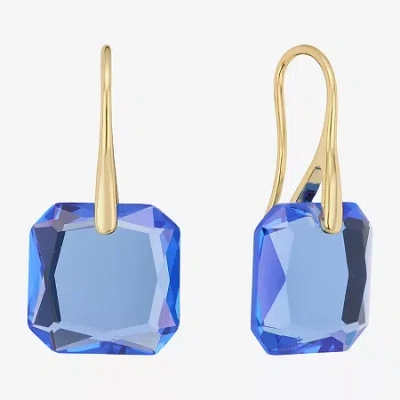 Sparkle Allure Womens Blue Glass 14k Gold Over Brass Drop Earrings In Yellow