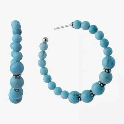 Sparkle Allure Womens Blue Howlite Pure Silver Over Brass Drop Earrings In Transparent