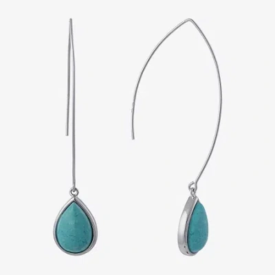 Sparkle Allure Womens Blue Howlite Pure Silver Over Brass Pear Drop Earrings In Transparent