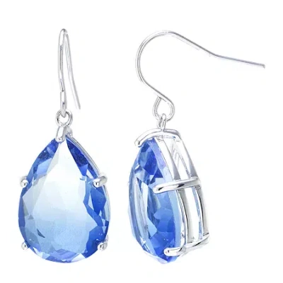 Sparkle Allure Womens Blue Pure Silver Over Brass Pear Drop Earrings