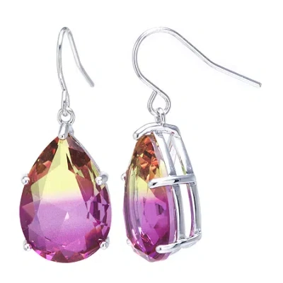 Sparkle Allure Womens Blue Pure Silver Over Brass Pear Drop Earrings In Yellow