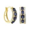 Sparkle Allure Womens Blue Sapphire 18k Gold Over Brass 19mm Hoop Earrings In Gold