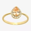 Sparkle Allure Womens Champagne Cubic Zirconia 14k Gold Over Brass Halo Engagement Ring In Gold
