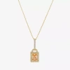 Sparkle Allure Womens Champagne Cubic Zirconia 14k Gold Over Brass Rectangular 16 Inch Pendant Necklace In Transparent