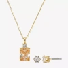 Sparkle Allure Womens Champagne Cubic Zirconia 14k Gold Over Brass Rectangular 2-pc. Jewelry Set In Gold