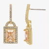 Sparkle Allure Womens Champagne Cubic Zirconia 14k Gold Over Brass Rectangular Drop Earrings In Gold