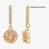 Sparkle Allure Womens Champagne Cubic Zirconia 14k Gold Over Brass Round Drop Earrings In Gold