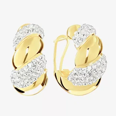 Sparkle Allure Womens Crystal 14k Gold Over Brass 25.6mm Hoop Earrings In Transparent