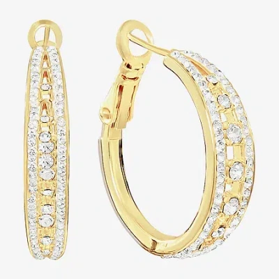 Sparkle Allure Womens Crystal 14k Gold Over Brass 25.9mm Hoop Earrings In Transparent