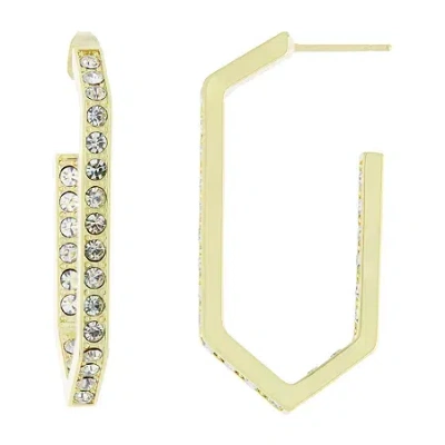 Sparkle Allure Womens Crystal 14k Gold Over Brass 40mm Hoop Earrings In Transparent